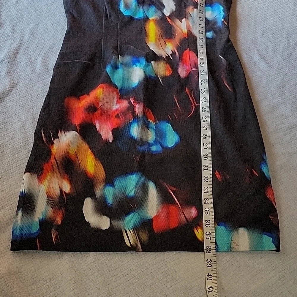 Elie Tahari Black Red Floral Dress Size 10  EUC - Picture 7 of 11